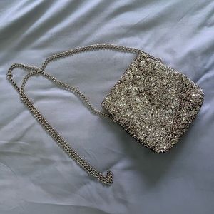 Gold Clutch Bag with Chain